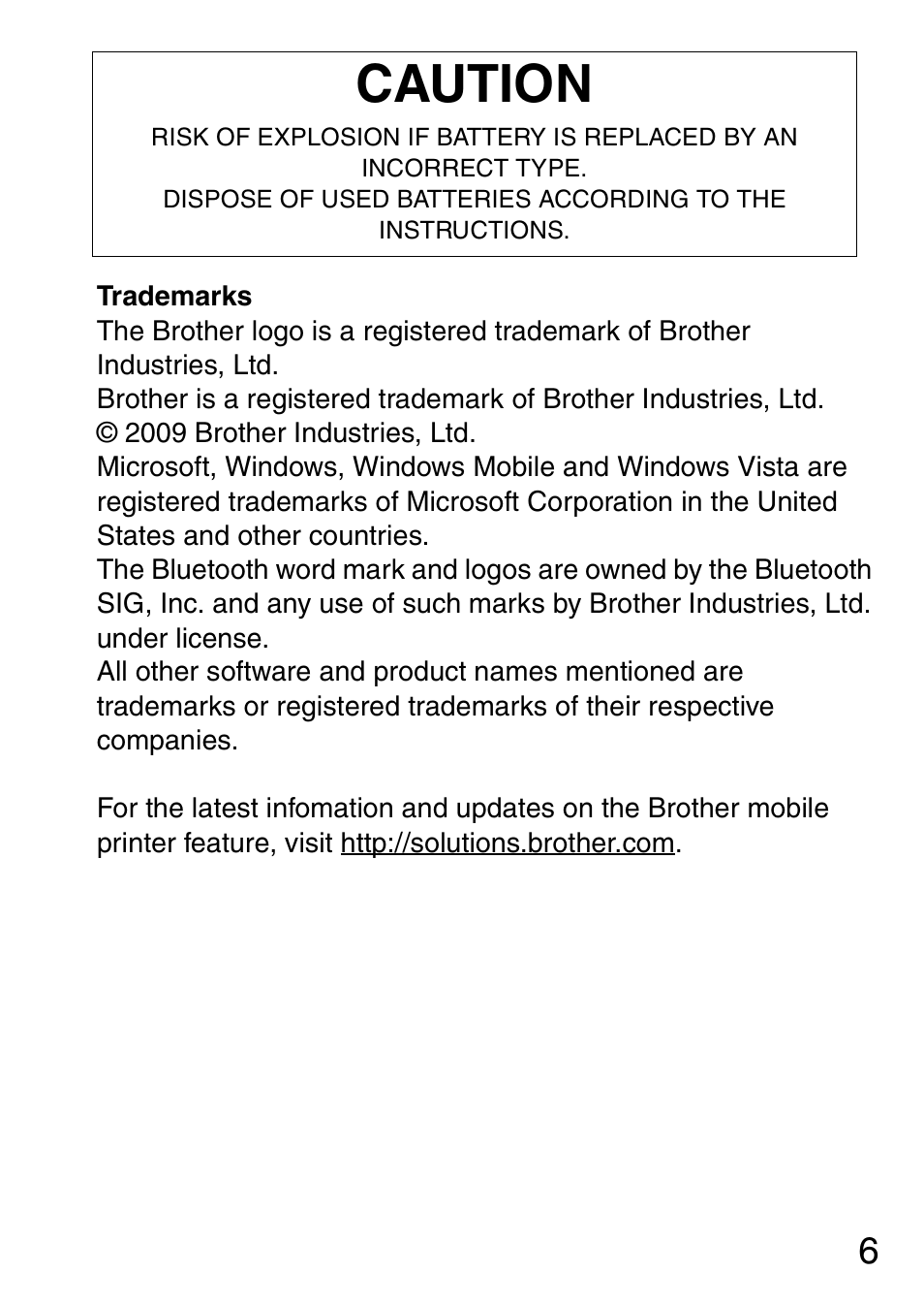 Caution | Brother MW-145BT User Manual | Page 7 / 16