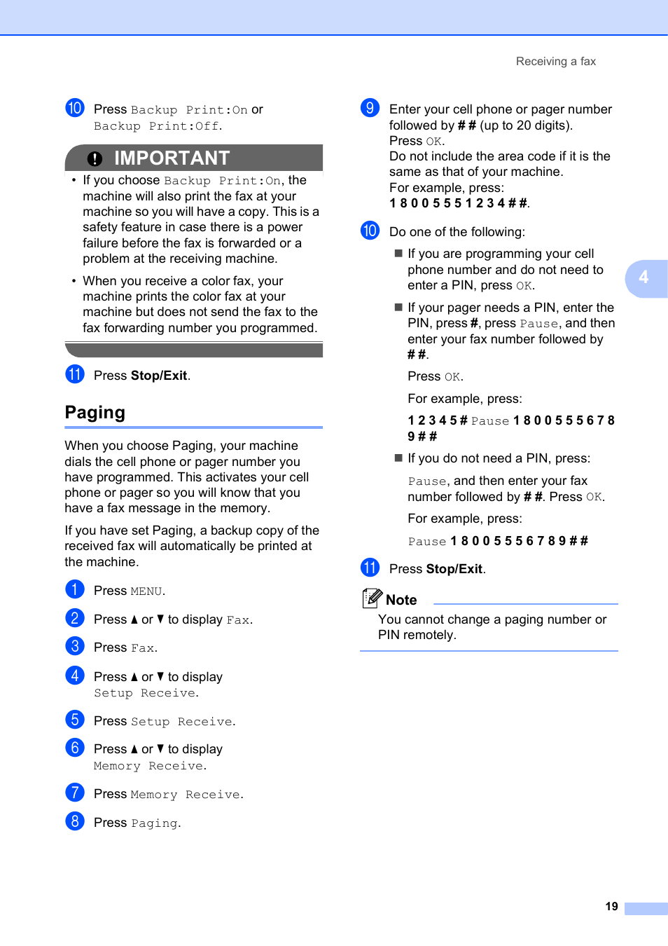 Paging, Important | Brother MFC J6910DW User Manual | Page 25 / 91