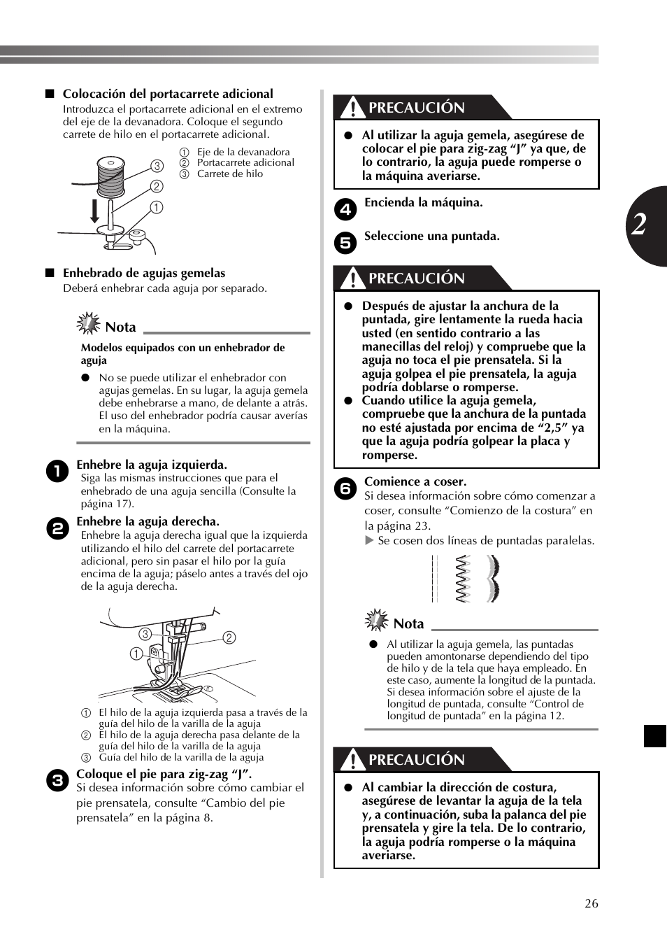 Precaución, Nota | Brother BB370 User Manual | Page 77 / 104