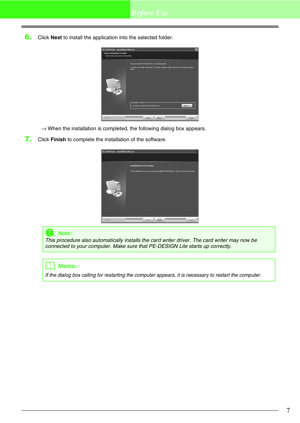 Before use | Brother PE-DESIGN Lite User Manual | Page 11 / 72