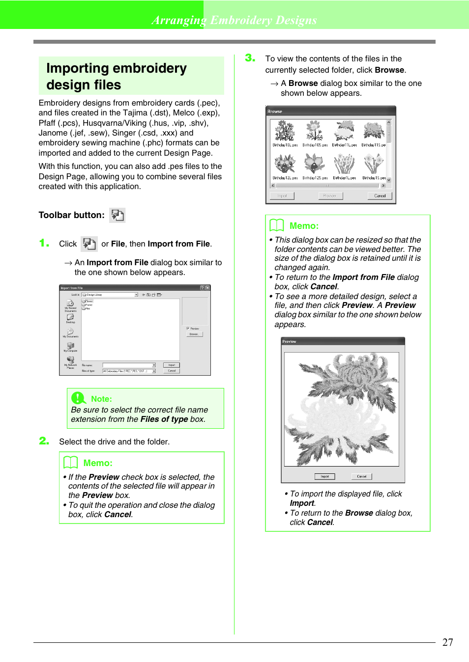 Importing embroidery design files, Arranging embroidery designs | Brother PE-DESIGN Lite User Manual | Page 31 / 72