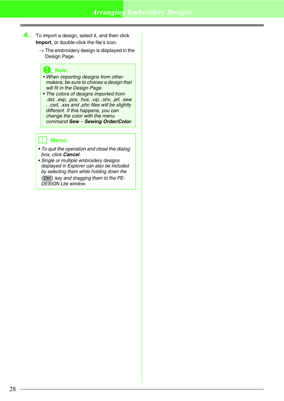 Arranging embroidery designs | Brother PE-DESIGN Lite User Manual | Page 32 / 72