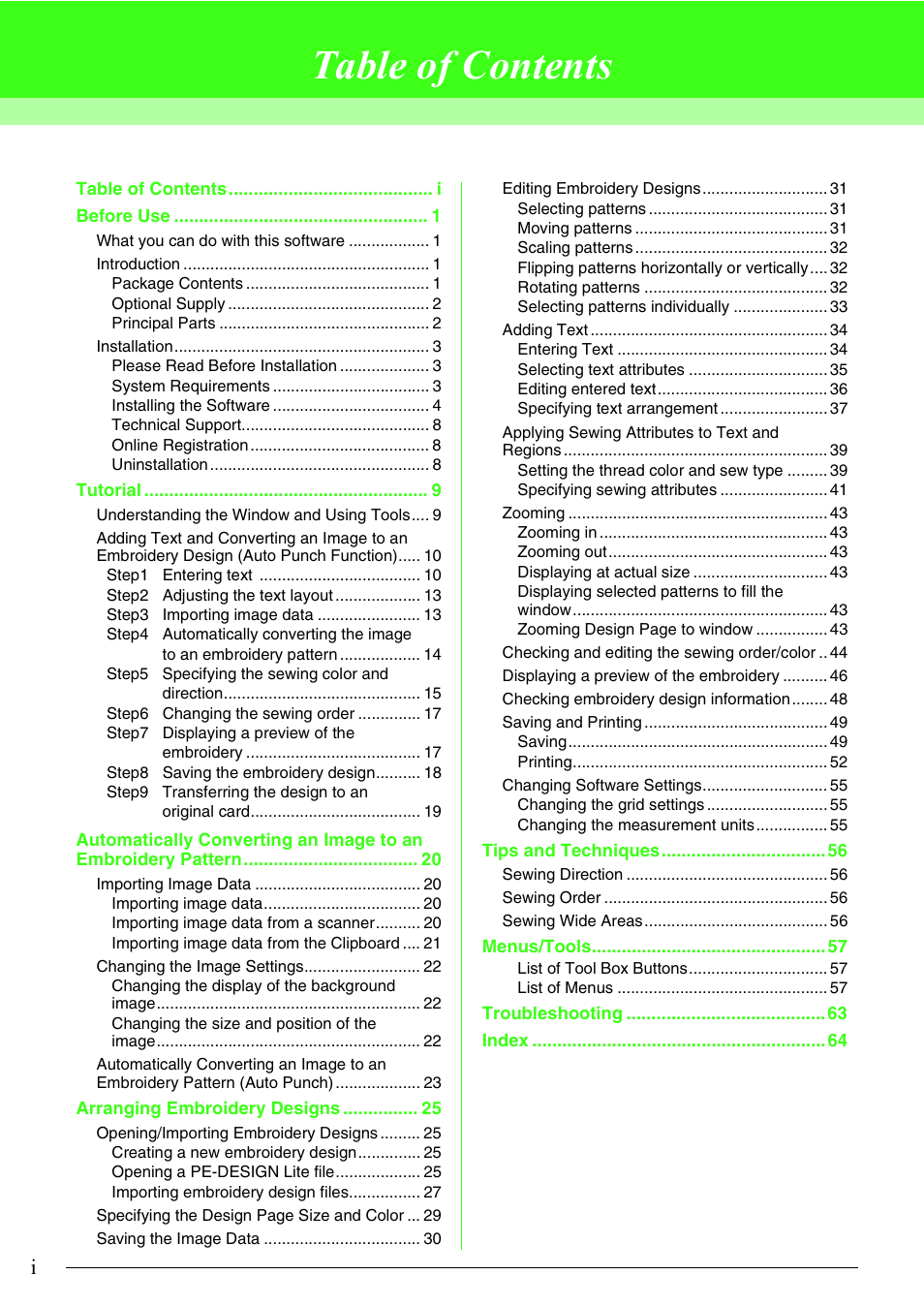 Brother PE-DESIGN Lite User Manual | Page 4 / 72