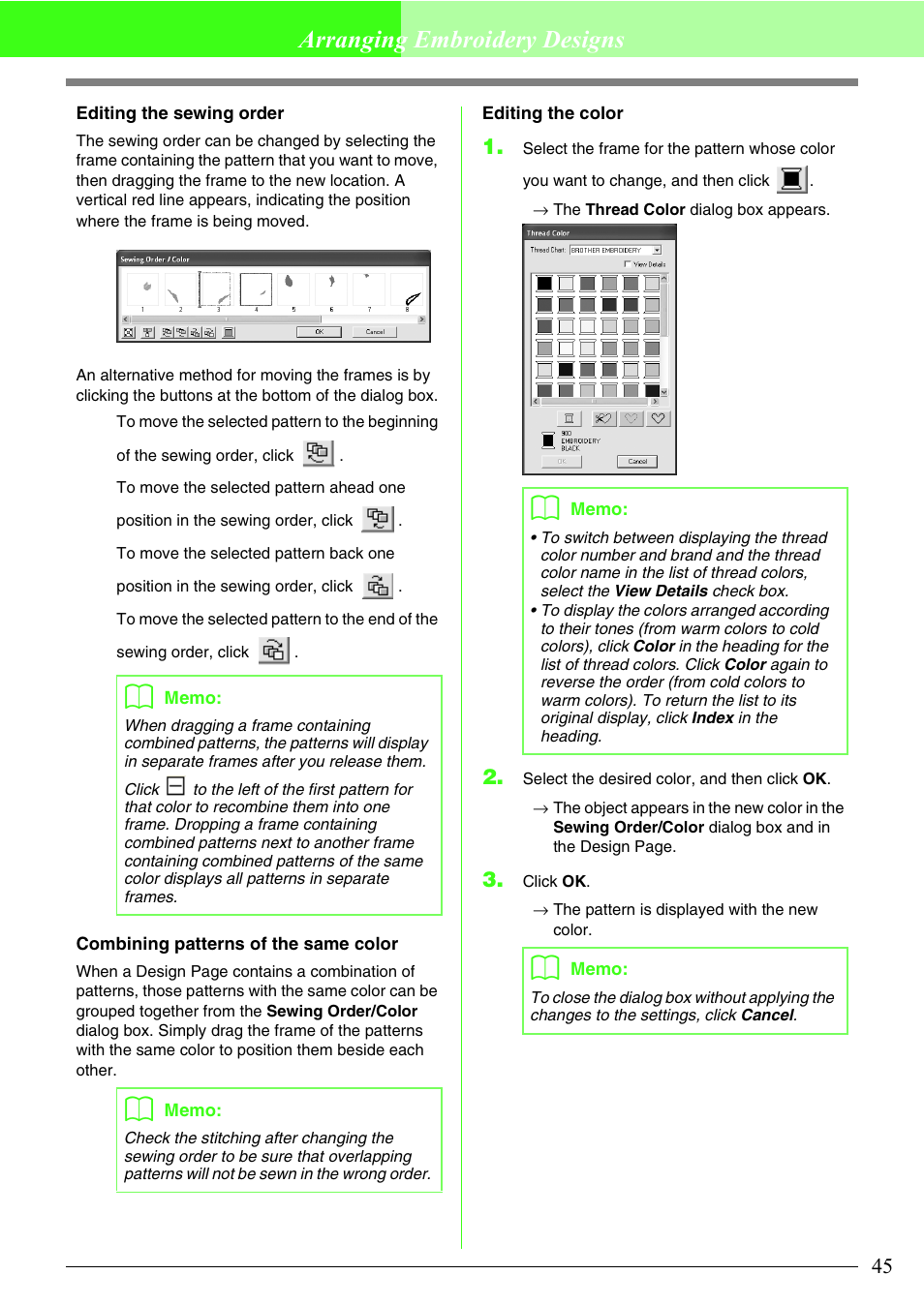 Arranging embroidery designs | Brother PE-DESIGN Lite User Manual | Page 49 / 72