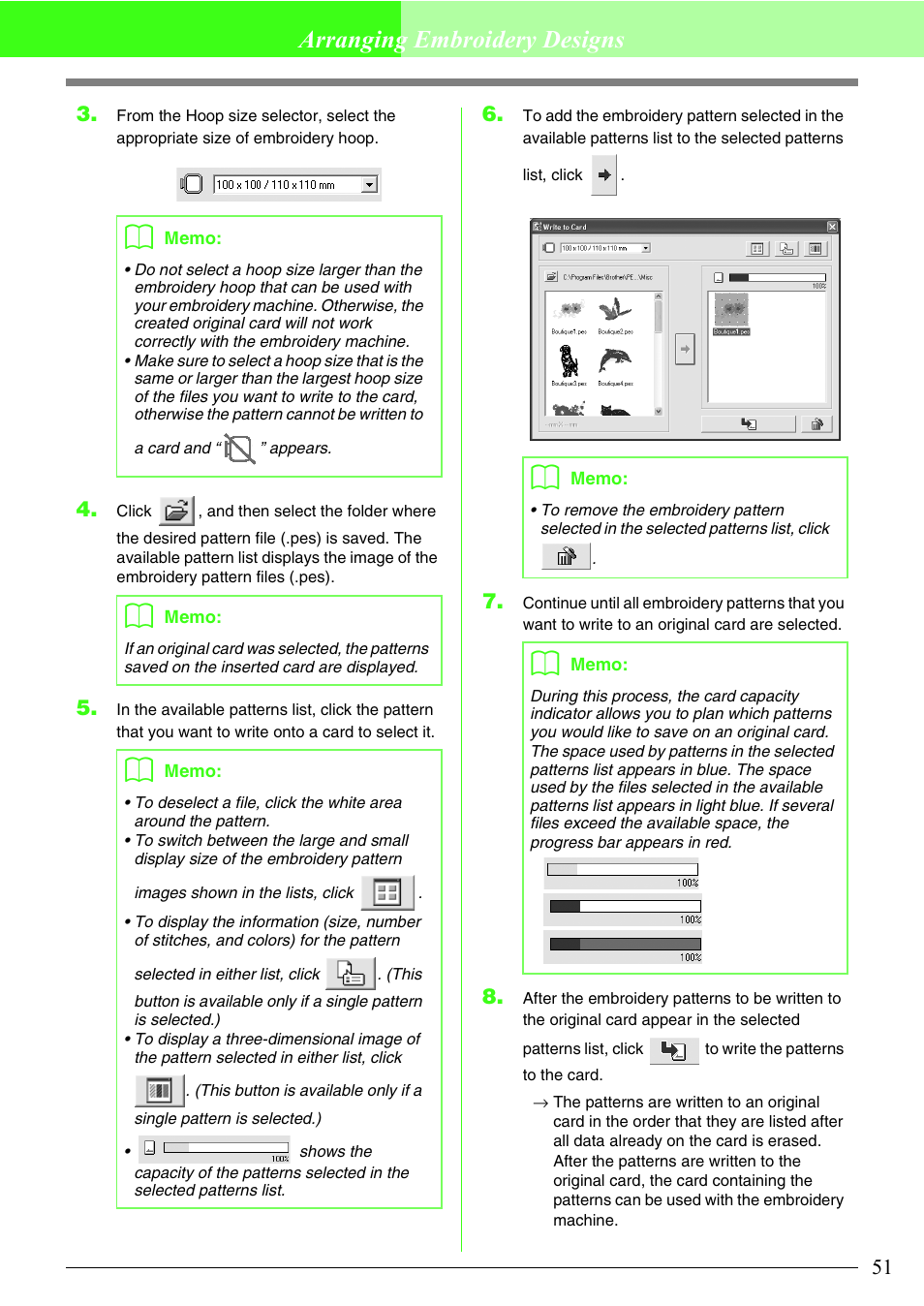 Arranging embroidery designs | Brother PE-DESIGN Lite User Manual | Page 55 / 72