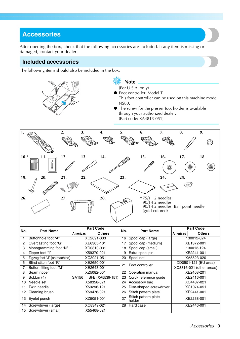 Accessories, Included accessories | Brother Innov-i User Manual | Page 11 / 152