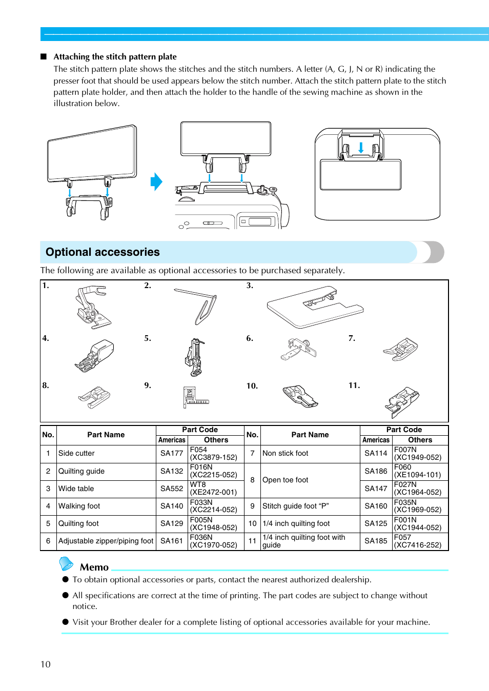 Optional accessories | Brother Innov-i User Manual | Page 12 / 152