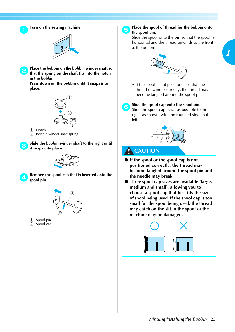 Caution | Brother Innov-i User Manual | Page 25 / 152