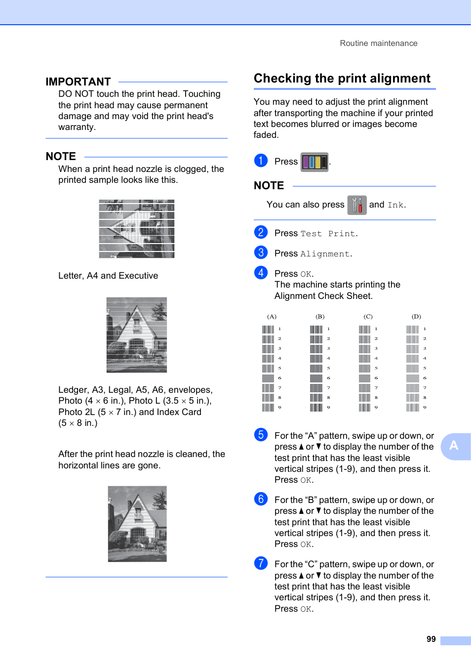 Checking the print alignment, Important | Brother MFC-J4710DW User Manual | Page 113 / 211