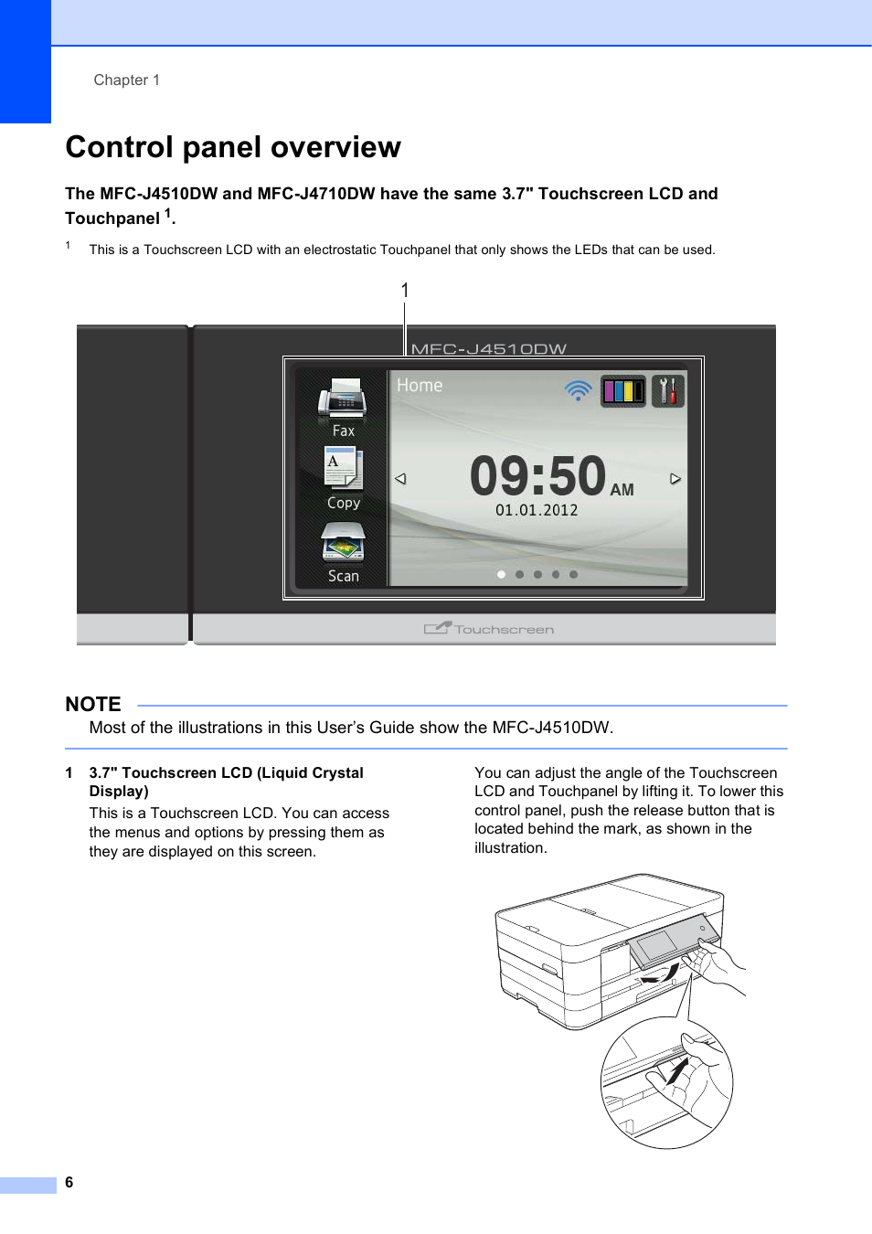 Control panel overview | Brother MFC-J4710DW User Manual | Page 20 / 211