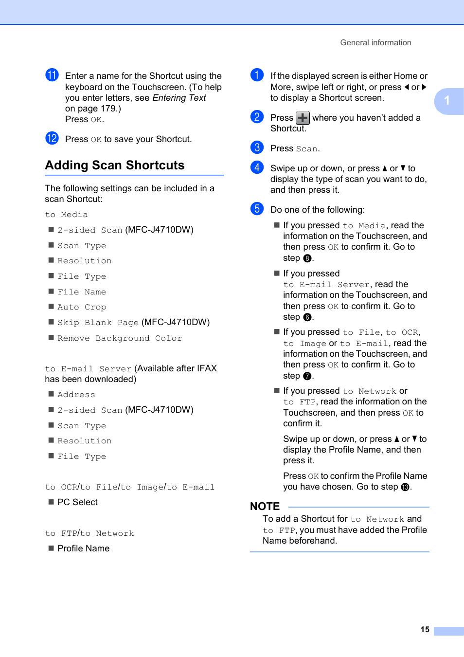 Adding scan shortcuts | Brother MFC-J4710DW User Manual | Page 29 / 211