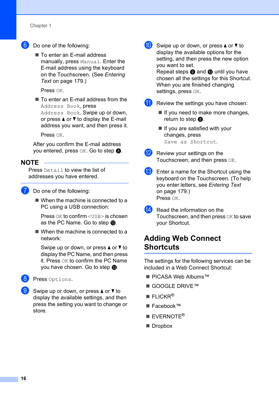 Adding web connect shortcuts | Brother MFC-J4710DW User Manual | Page 30 / 211