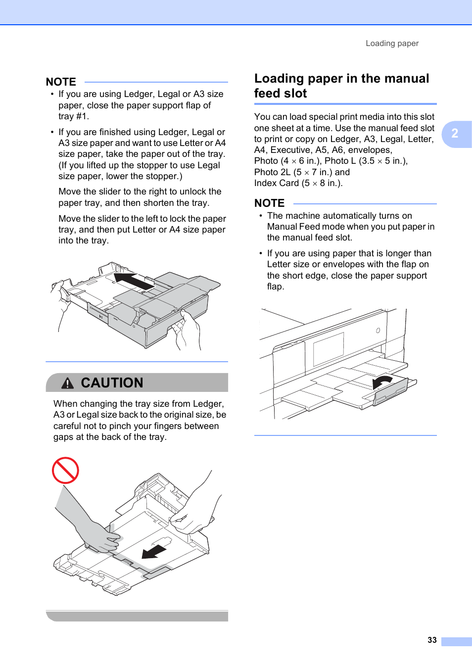 Loading paper in the manual feed slot, Caution | Brother MFC-J4710DW User Manual | Page 47 / 211