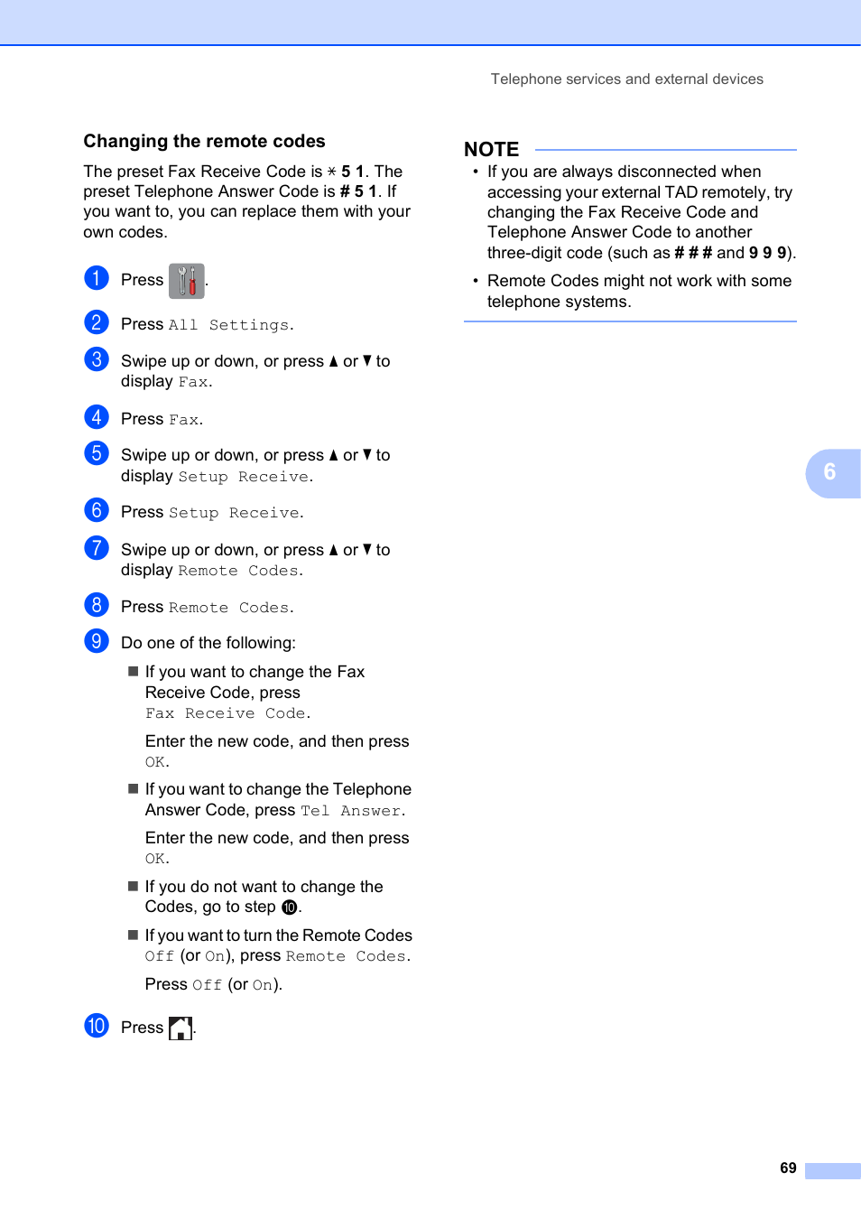 Changing the remote codes | Brother MFC-J4710DW User Manual | Page 83 / 211