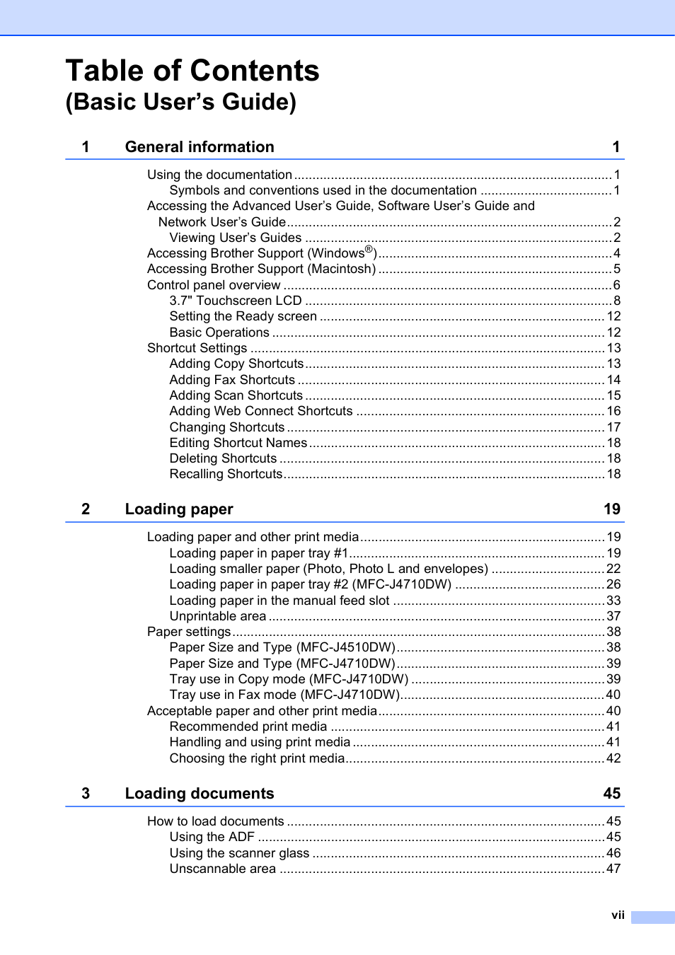 Brother MFC-J4710DW User Manual | Page 9 / 211