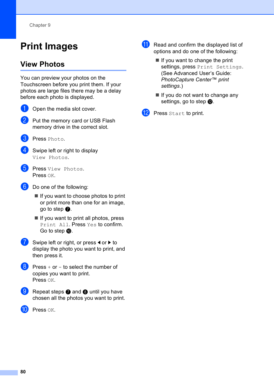 Print images, View photos | Brother MFC-J4710DW User Manual | Page 94 / 211