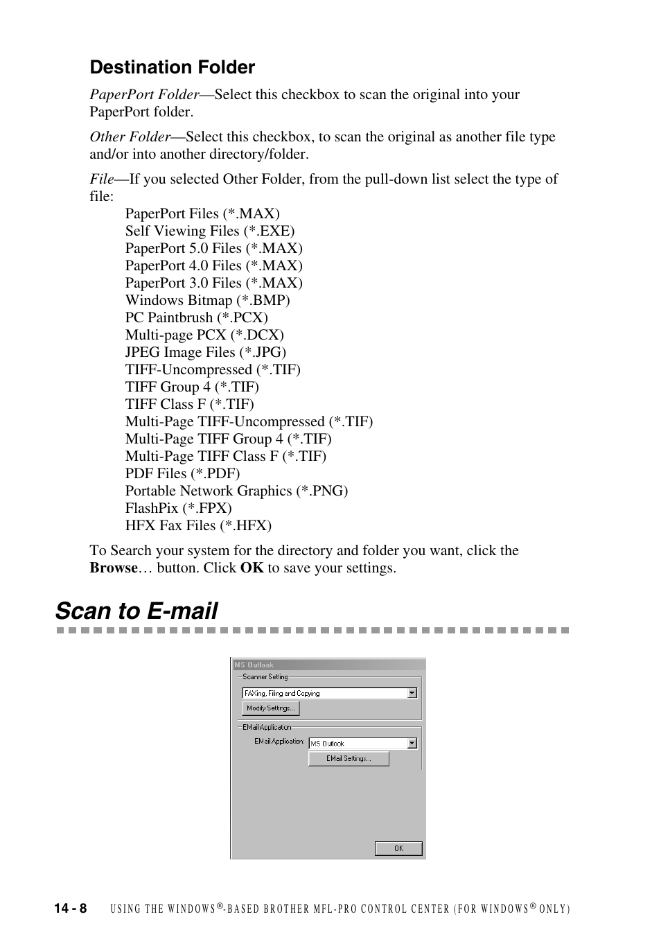 Destination folder, Scan to e-mail, Destination folder -8 | Scan to e-mail -8, Details see | Brother FAX-2800 User Manual | Page 134 / 228