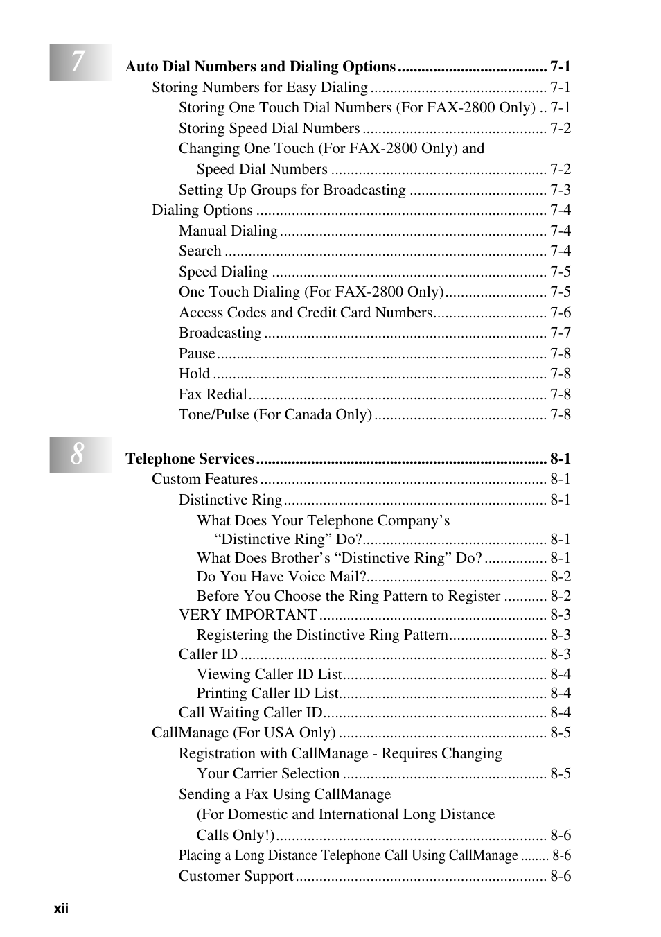 Brother FAX-2800 User Manual | Page 14 / 228