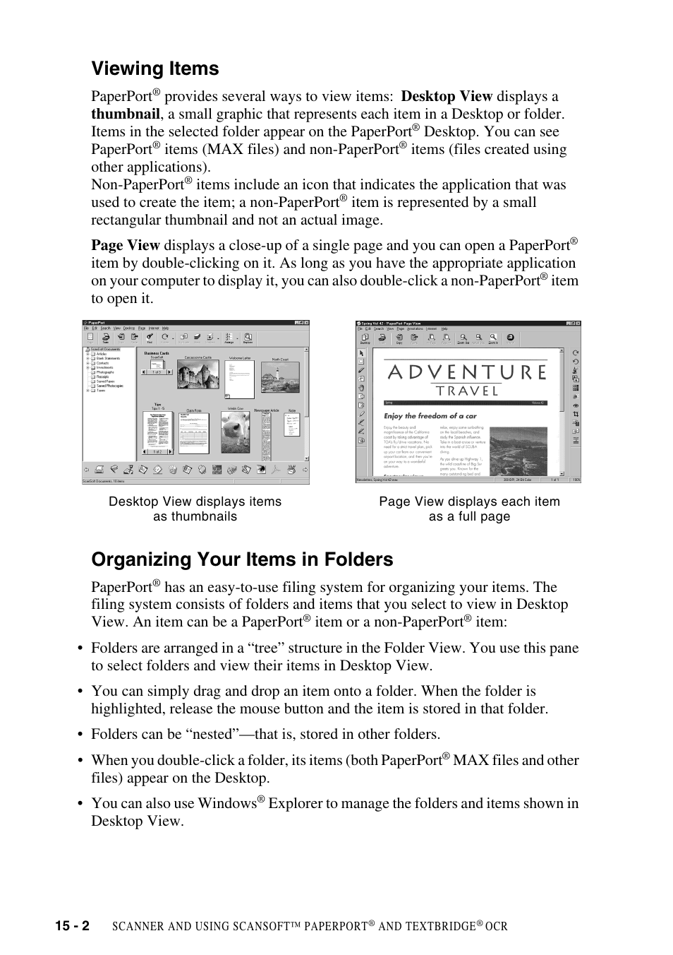 Viewing items, Organizing your items in folders | Brother FAX-2800 User Manual | Page 144 / 228