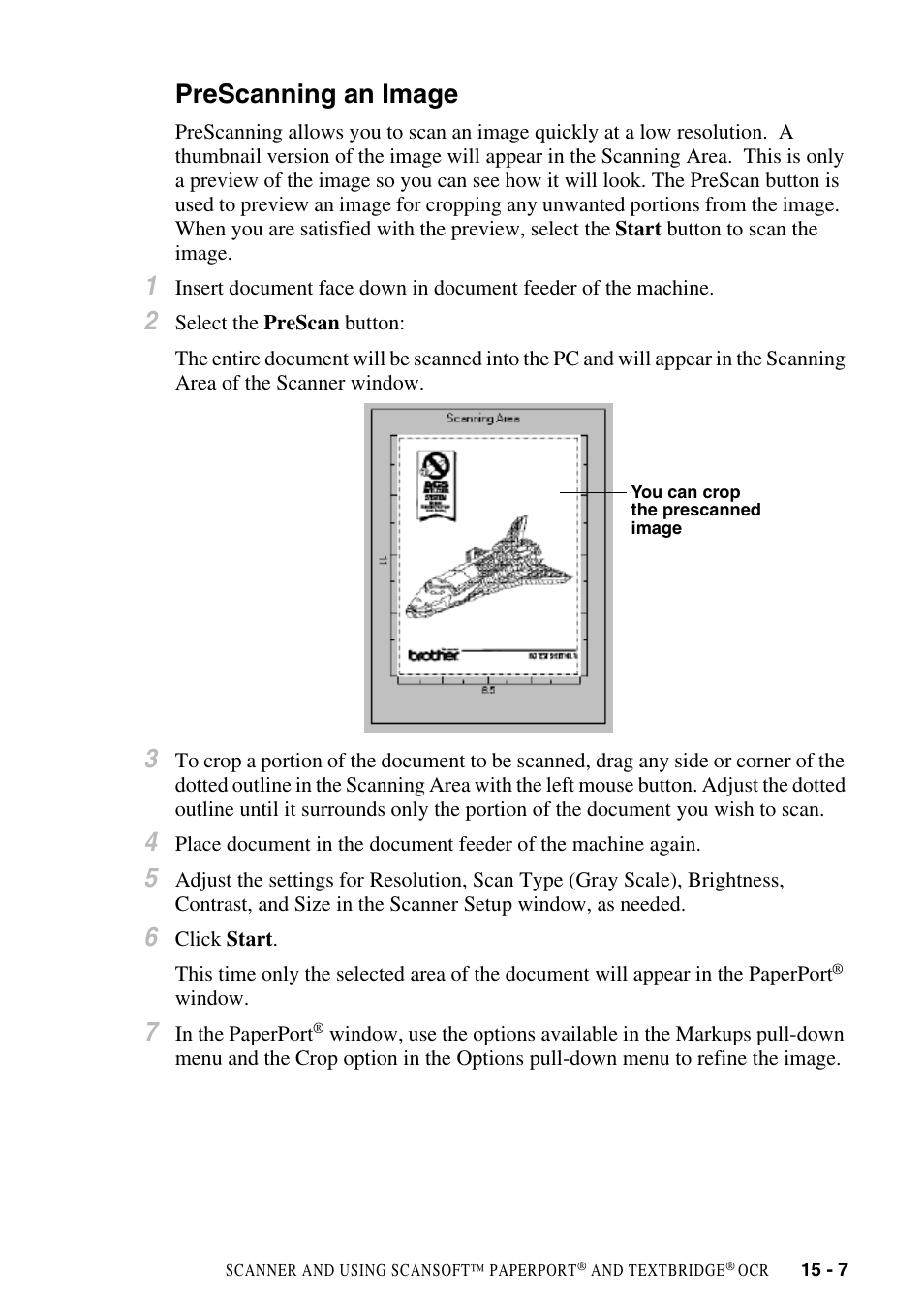 Prescanning an image, Prescanning an image -7 | Brother FAX-2800 User Manual | Page 149 / 228