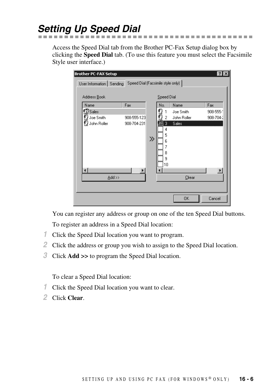 Setting up speed dial, Setting up speed dial -6 | Brother FAX-2800 User Manual | Page 155 / 228