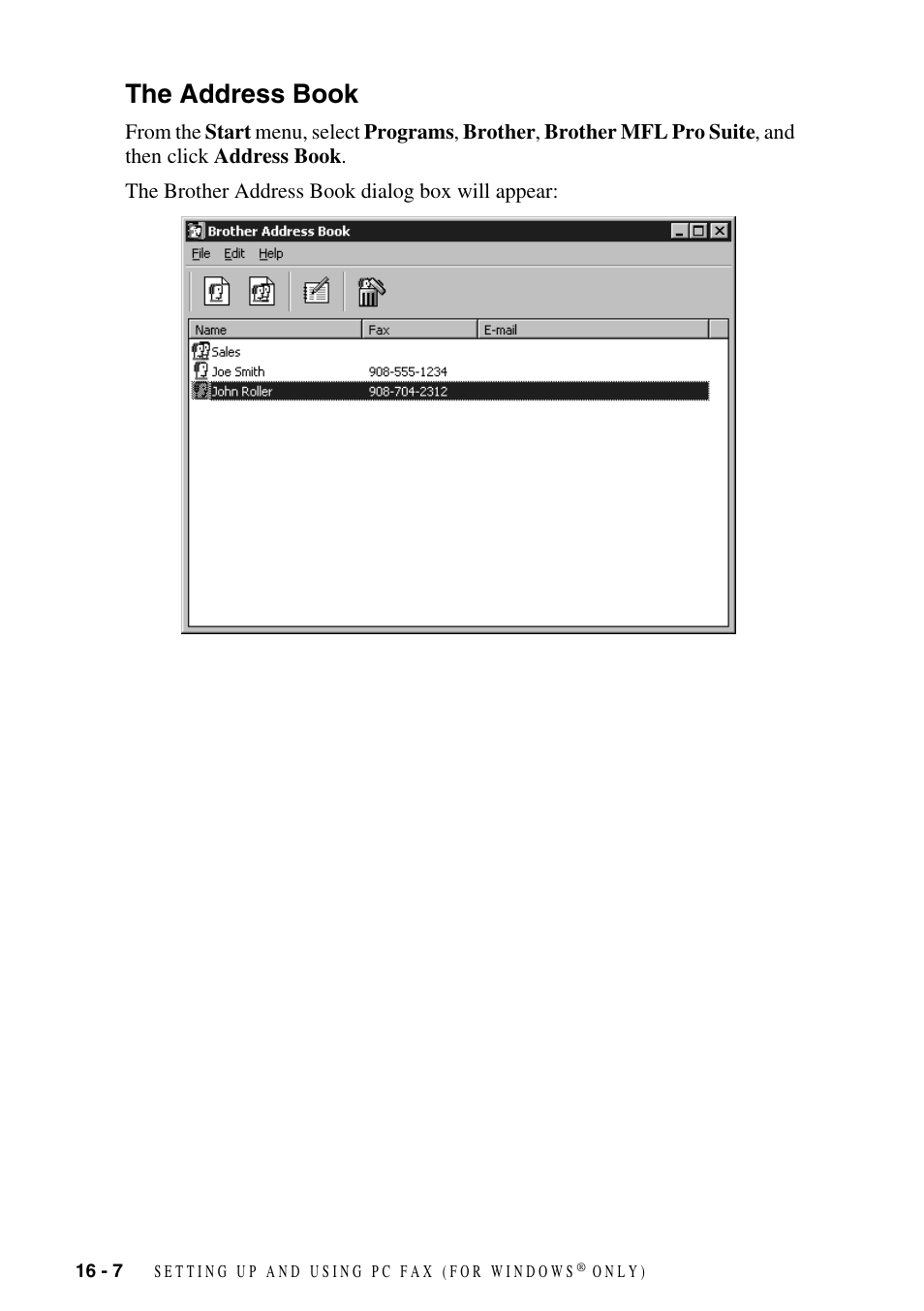 The address book, The address book -7 | Brother FAX-2800 User Manual | Page 156 / 228