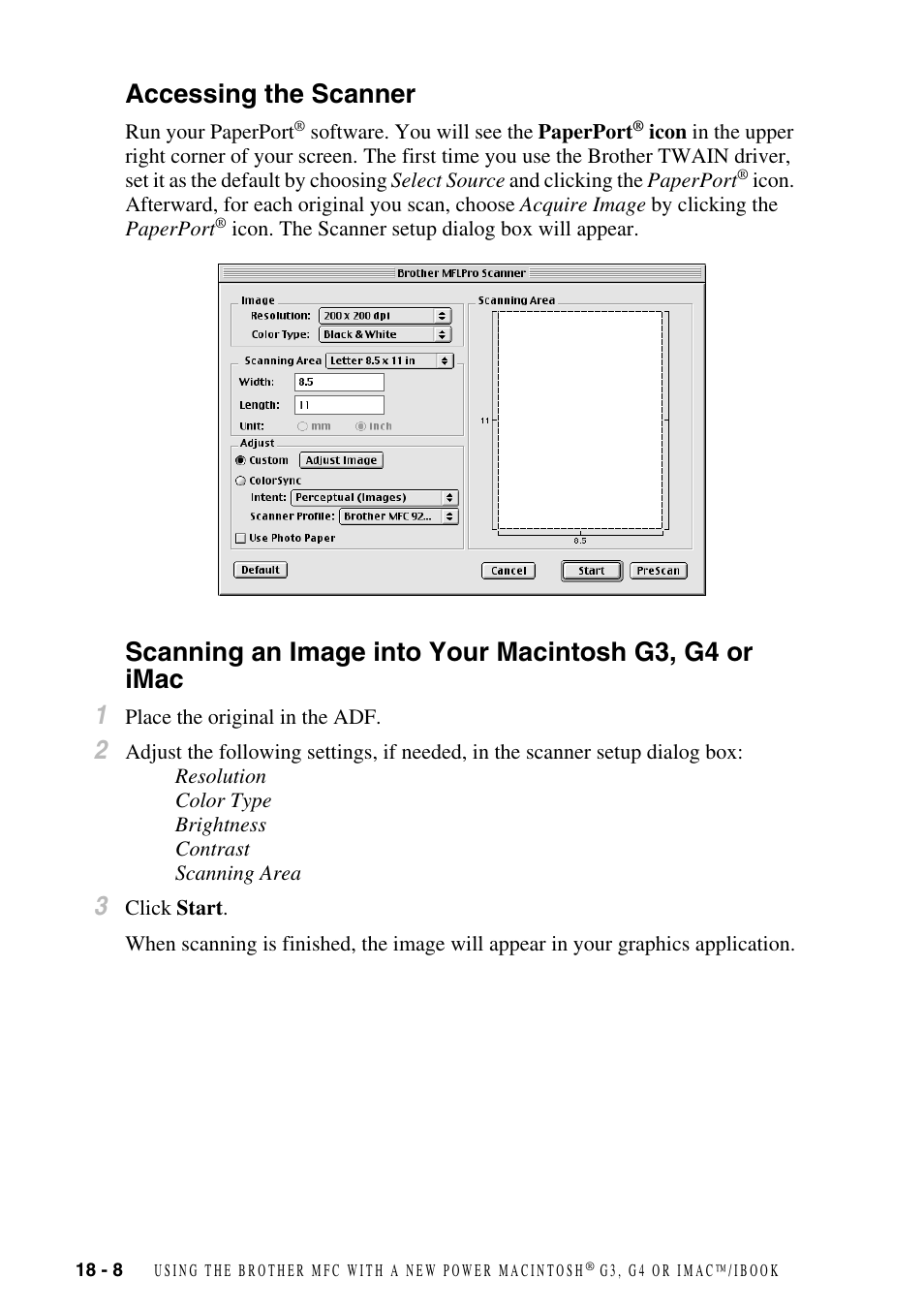 Accessing the scanner | Brother FAX-2800 User Manual | Page 174 / 228
