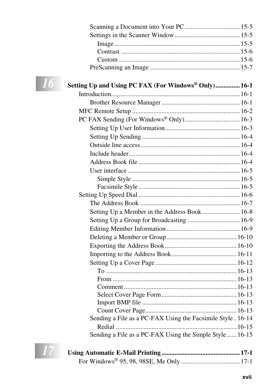 Brother FAX-2800 User Manual | Page 19 / 228