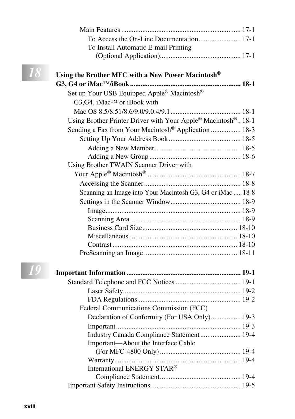 Brother FAX-2800 User Manual | Page 20 / 228
