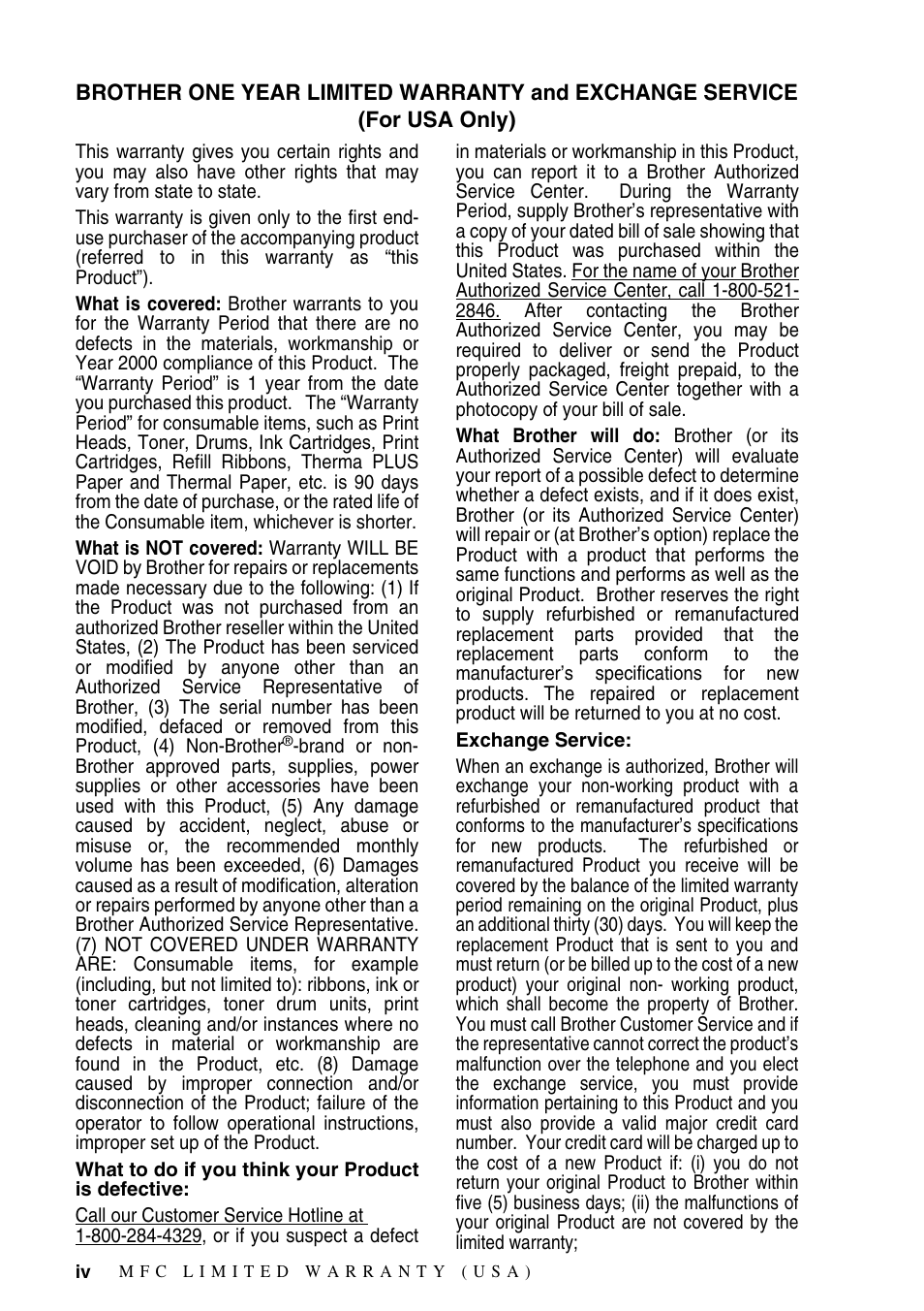 Brother FAX-2800 User Manual | Page 6 / 228