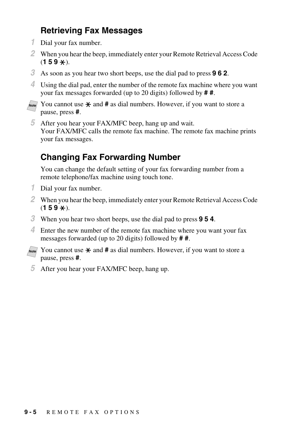 Retrieving fax messages, Changing fax forwarding number, Retrieving fax messages 1 | Brother FAX-2800 User Manual | Page 94 / 228