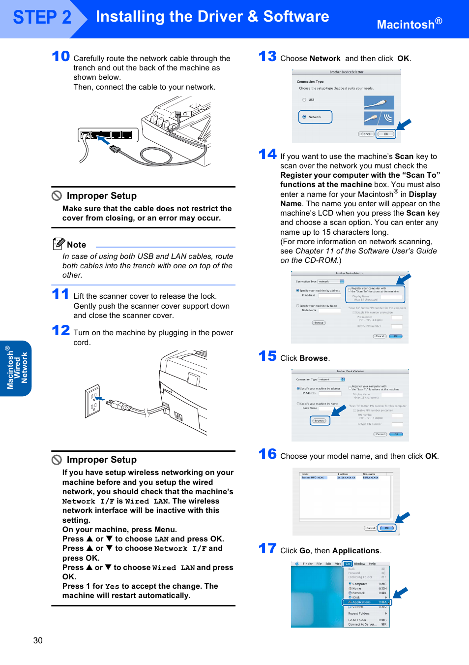 Step 2, Installing the driver & software, Macintosh | Brother MFC-820CW User Manual | Page 32 / 45