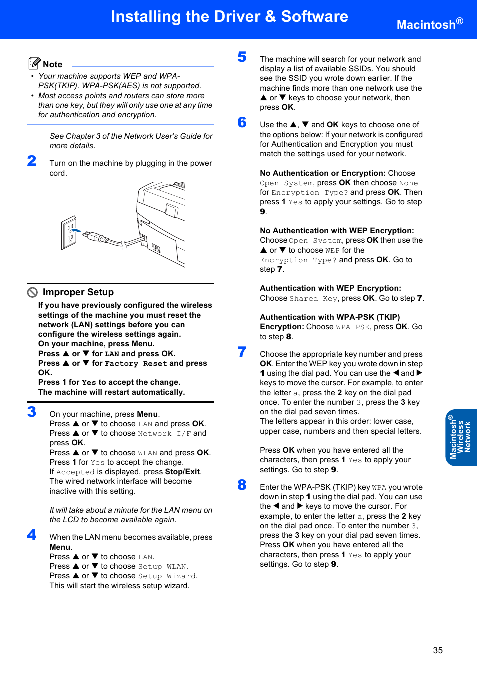 Installing the driver & software, Macintosh | Brother MFC-820CW User Manual | Page 37 / 45