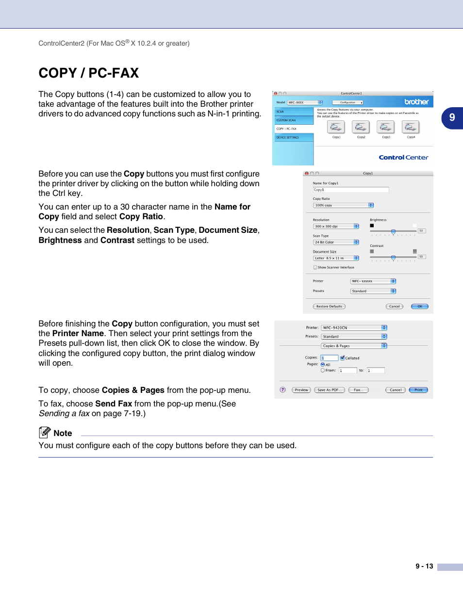 Copy / pc-fax, Copy / pc-fax -13 | Brother MFC-9420CN User Manual | Page 134 / 145