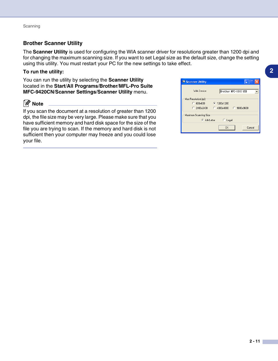 Brother scanner utility | Brother MFC-9420CN User Manual | Page 44 / 145