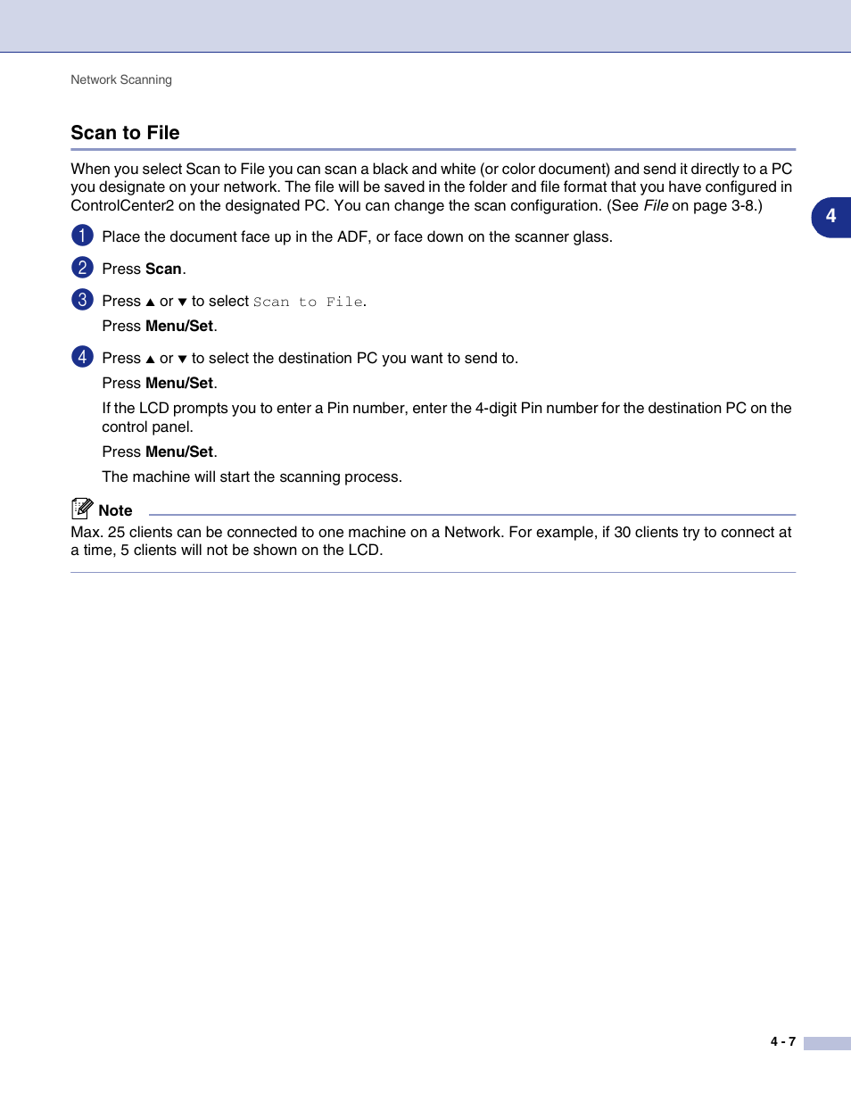Scan to file, Scan to file -7 | Brother MFC-9420CN User Manual | Page 73 / 145