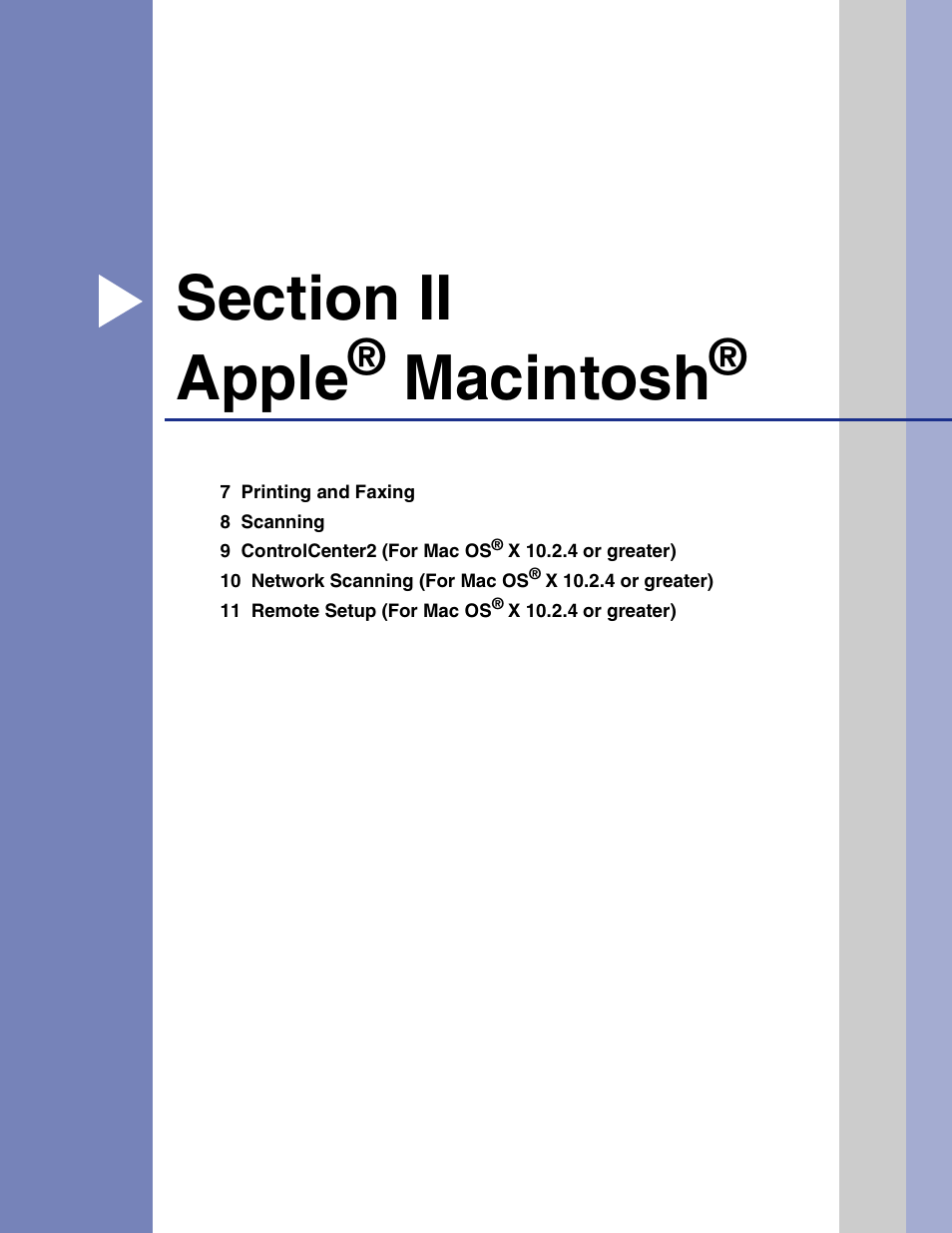 Section ii apple® macintosh, Section ii apple, Macintosh | Brother MFC-9420CN User Manual | Page 88 / 145