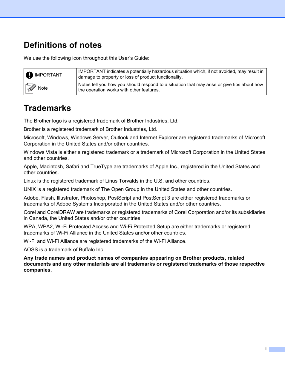 Trademarks | Brother MFC-9325CW User Manual | Page 2 / 192