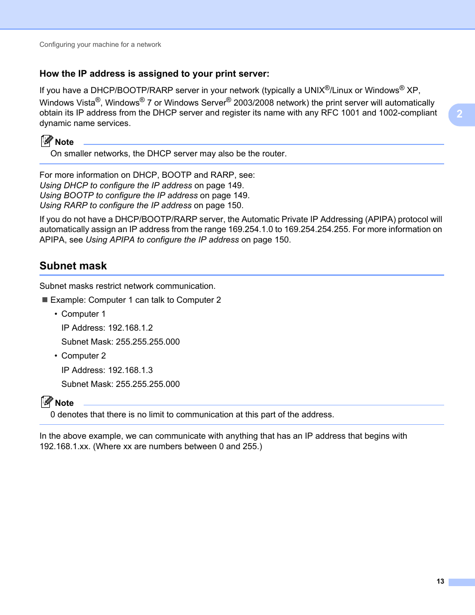 Subnet mask | Brother MFC-9325CW User Manual | Page 24 / 192