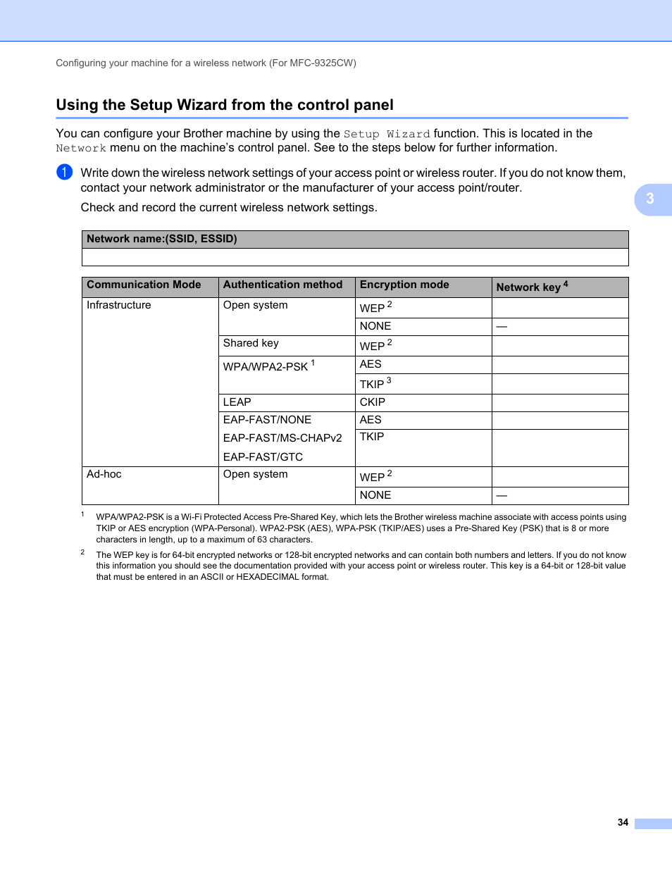 Using the setup wizard from the control panel, 3using the setup wizard from the control panel | Brother MFC-9325CW User Manual | Page 45 / 192