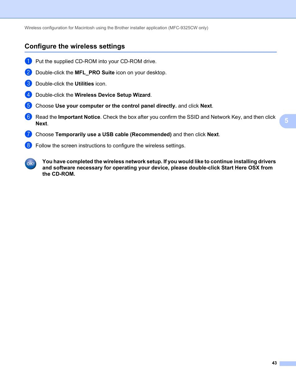 Configure the wireless settings | Brother MFC-9325CW User Manual | Page 54 / 192