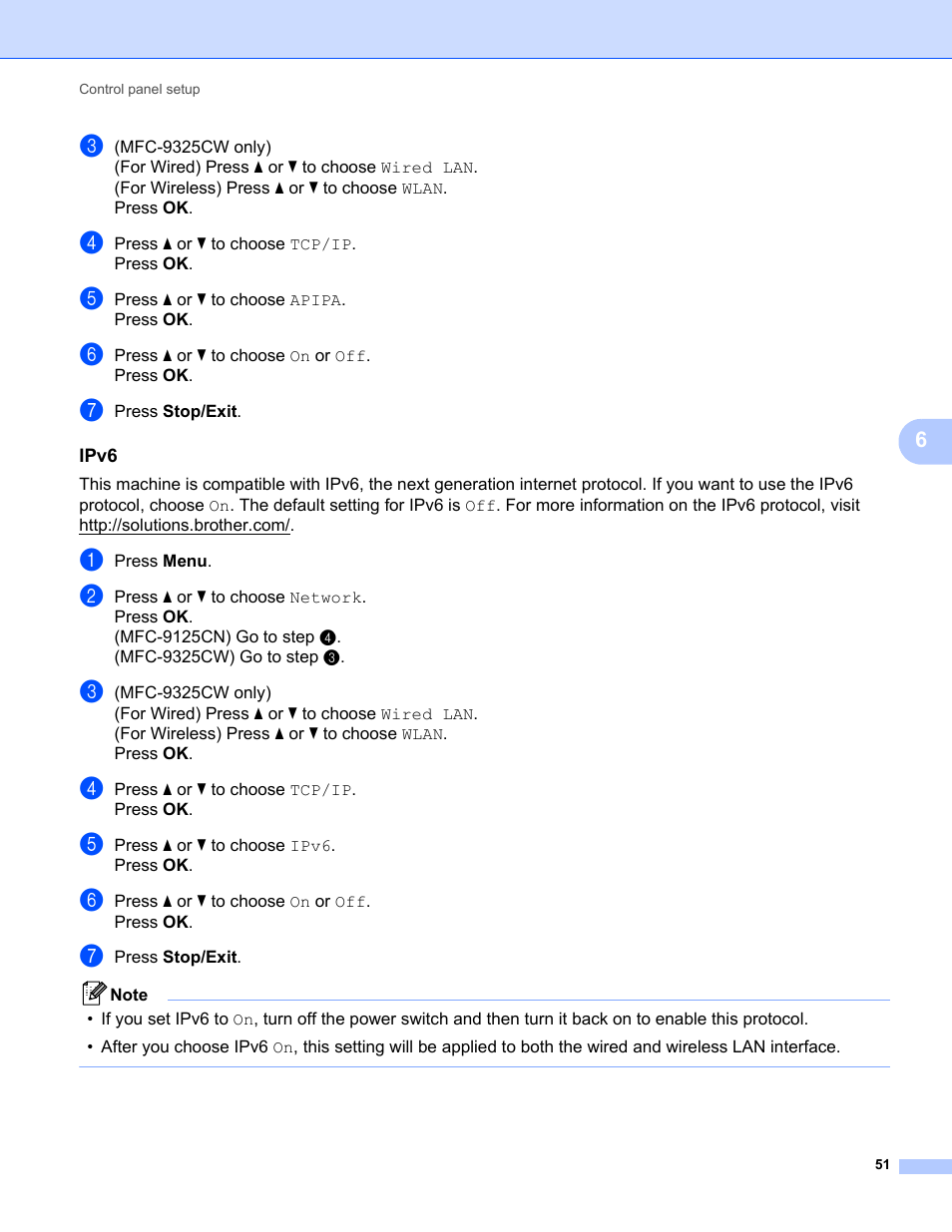 Ipv6 | Brother MFC-9325CW User Manual | Page 62 / 192