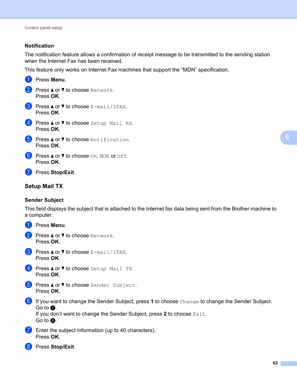 Setup mail tx | Brother MFC-9325CW User Manual | Page 74 / 192