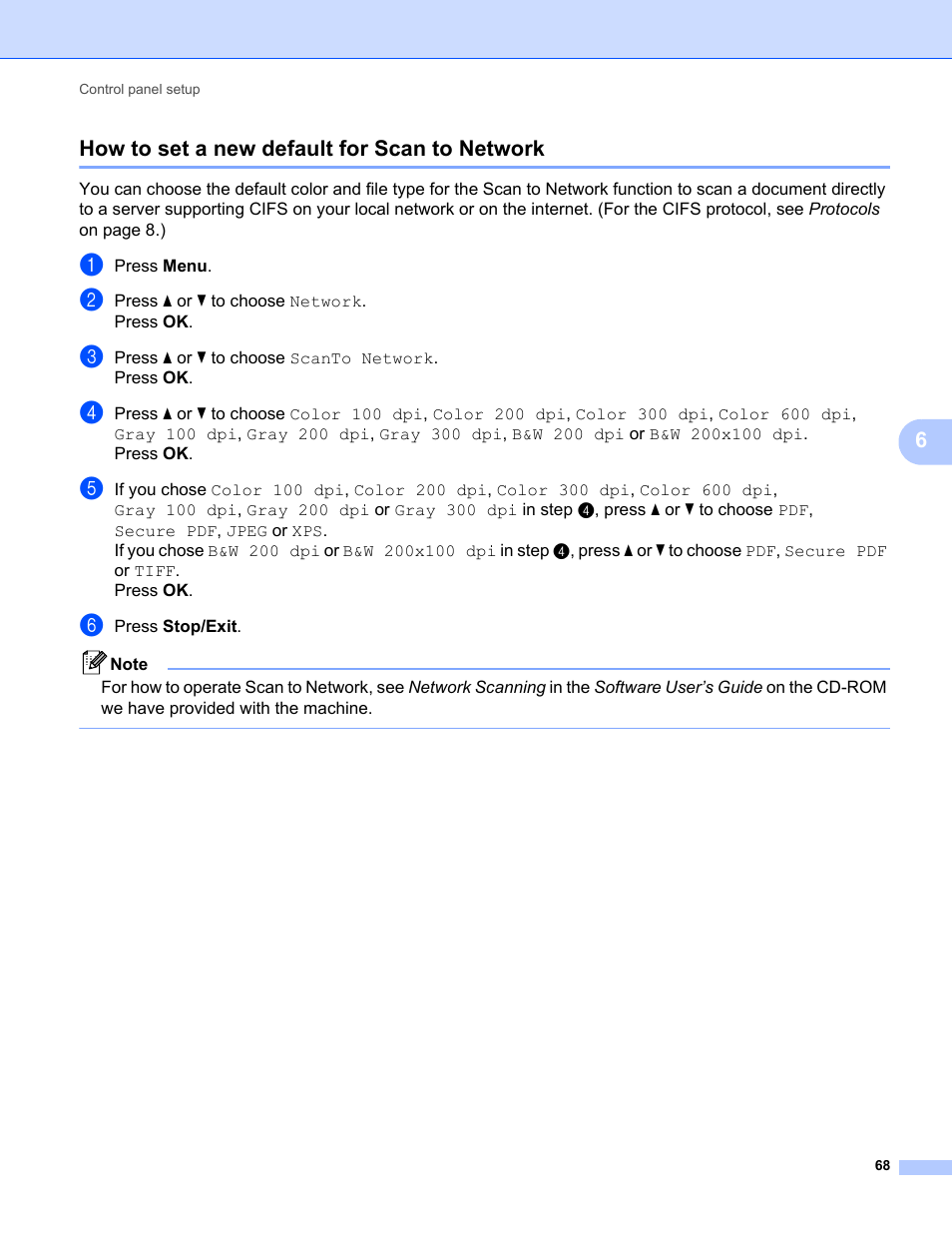 How to set a new default for scan to network | Brother MFC-9325CW User Manual | Page 79 / 192