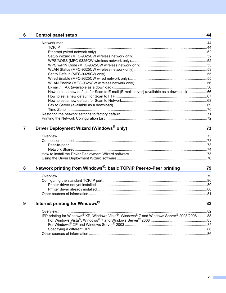 Brother MFC-9325CW User Manual | Page 8 / 192