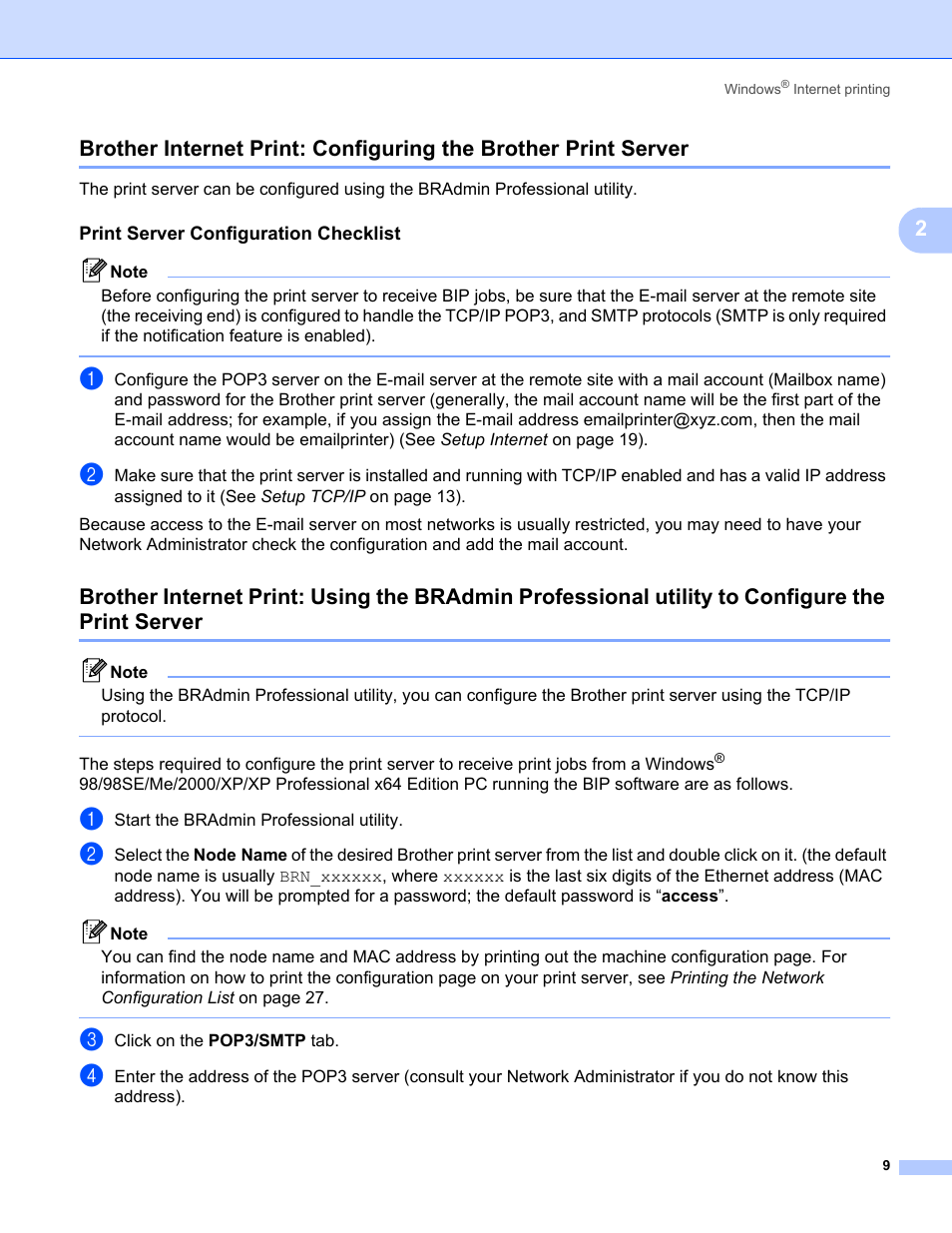 Print server configuration checklist | Brother MFC-5460CN User Manual | Page 14 / 35