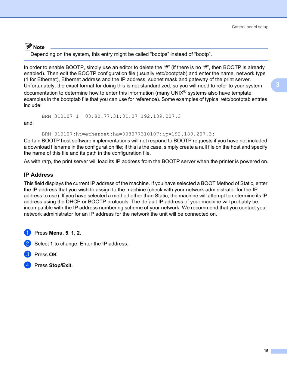 Ip address | Brother MFC-5460CN User Manual | Page 20 / 35