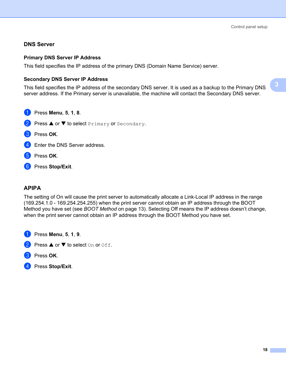 Dns server, Apipa | Brother MFC-5460CN User Manual | Page 23 / 35