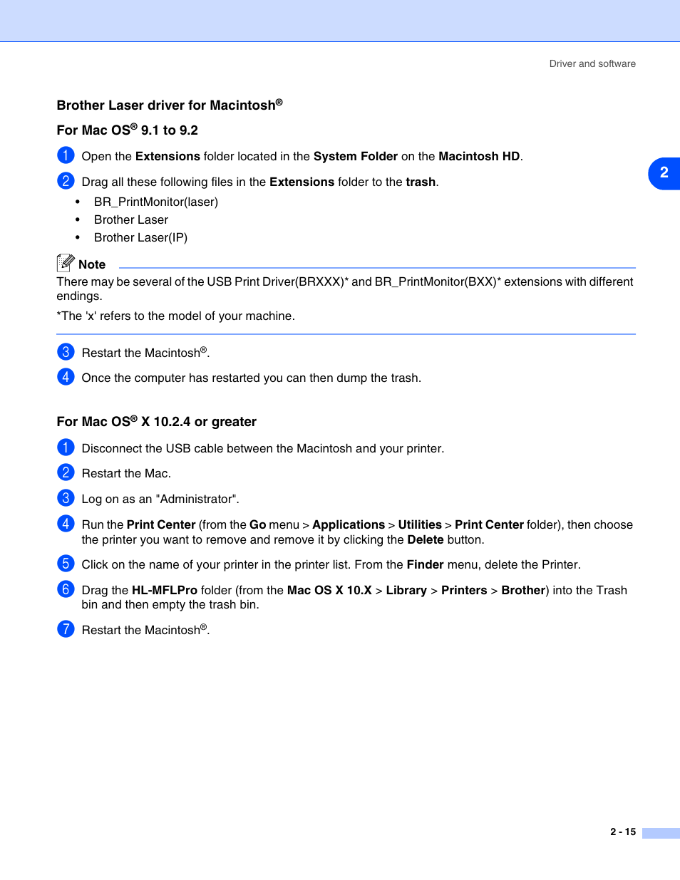 Brother laser driver for macintosh | Brother HL-2070N User Manual | Page 41 / 109