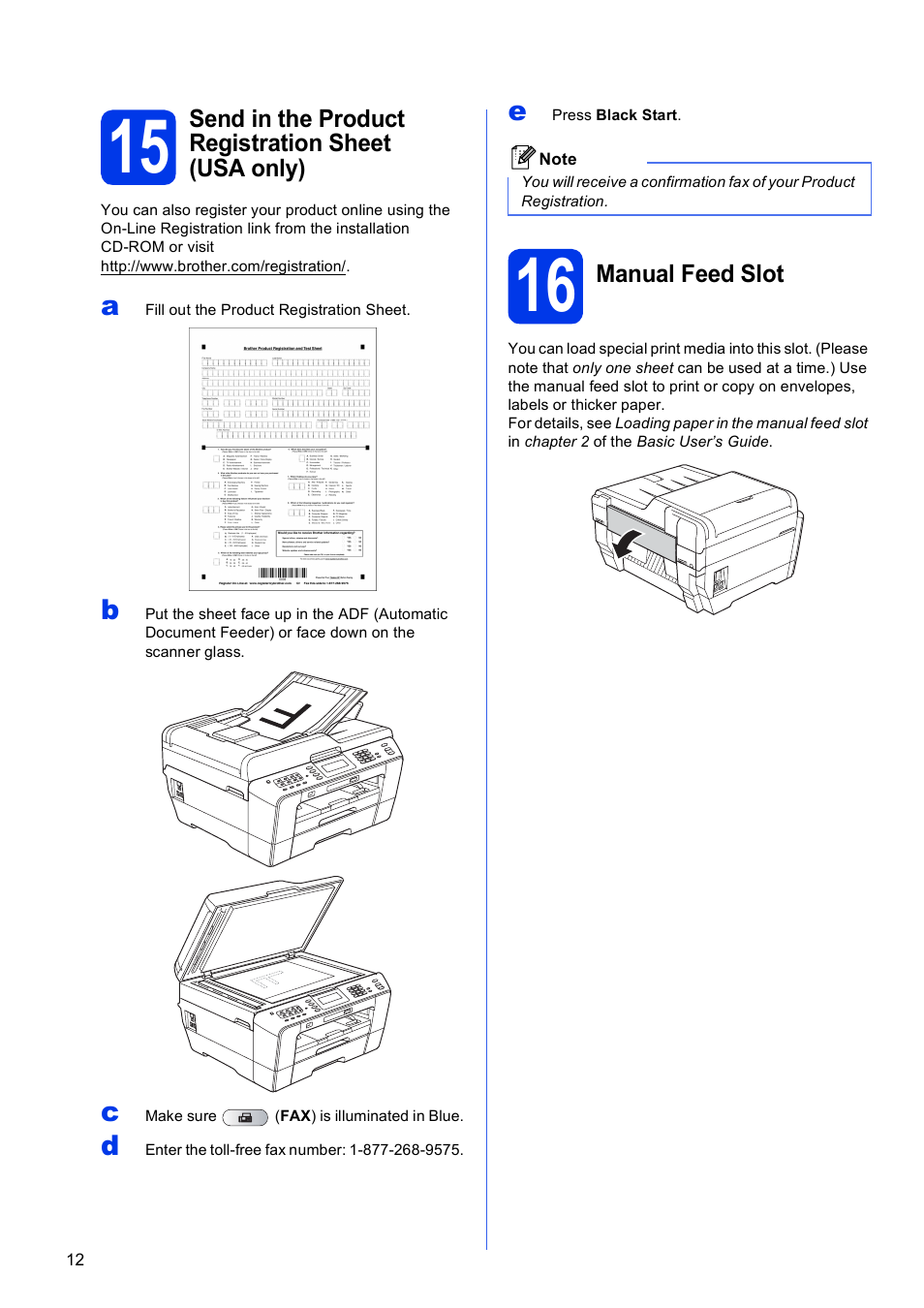 16 manual feed slot | Brother MFC J6910DW User Manual | Page 12 / 40